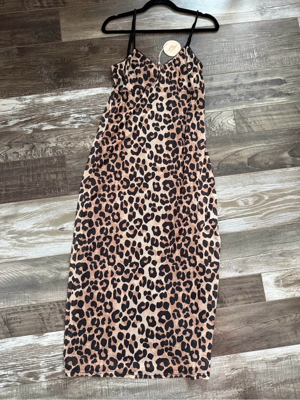 Camila Coelho Leopard Slip Maxi Dress in Black and Tan
